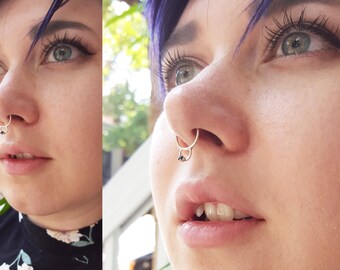 Noir de zircone, Gem, anneau de nez, Septum, nez Minimal, Piercing